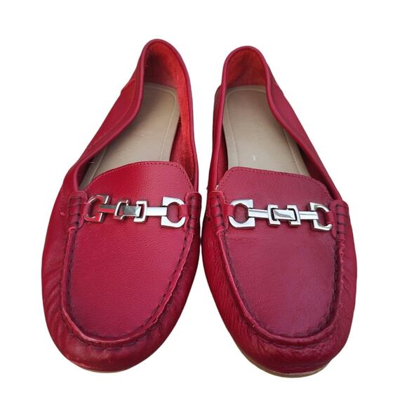 Red Leather Slip On loafers sz 9 - Picture 2 of 8